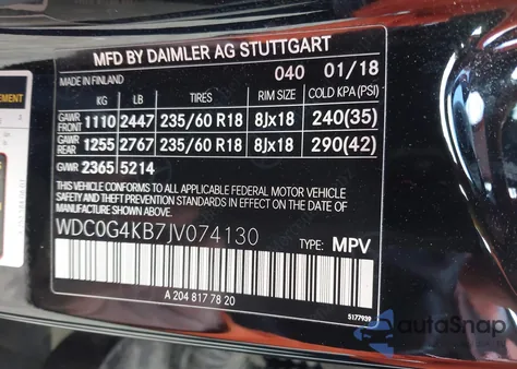 2018 Mercedes-Benz Glc 300 4Matic z USA, uszkodzony, nr VIN WDC0G4KB7JV074130